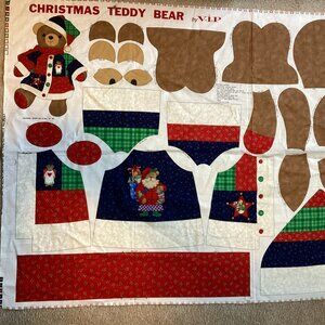 A Cranston Christmas Teddy Bear & Clothes Fabric Panel Cut And Sew Festive